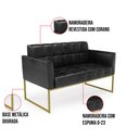 Ver imagem 6 de Sofá Namoradeira Elisa Corano Preto Base Metálica Industrial Dourado - D'Rossi