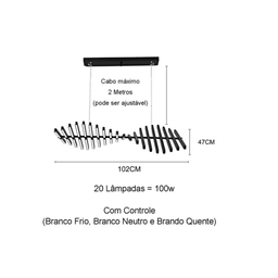 Lustre de Led Luminária Moderna Espinha de Peixe 3 Cores Controle Remoto 100w - Brinovar - 7 Lustre de Led Luminária Moderna Espinha de Peixe 3 Cores Controle Remoto 100w - Brinovar - 7