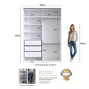 Ver imagem 4 de Guarda-Roupa Solteiro 2 Portas de Correr 1 com Espelho 3 Gavetas Aura Branco