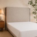 Ver imagem 1 de Cabeceira Estofada Casal Almeria Madeira Maciça Revestimento em Linho Bege Sallar Home