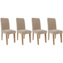 Ver imagem 1 de Cadeira Sala de Jantar Taís Kit 4 Un Madeirado/suede Nude Bege - Cimol