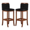 Ver imagem 1 de Kit 2 Banquetas Alta Encosto Estofado 38x102 cm Turim Madeira Maciça Castanho Suede Preto CCS