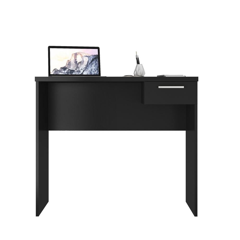 Mesa Para Computador Escrivaninha Home Office Estudos Pequena 1 Gaveta Escritório Quarto Preta - 5