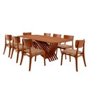 Ver imagem 2 de Conjunto Sala de Jantar Mesa Venus Tampo 220cm Laminado Barril e 8 Cadeiras Viena Gold