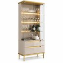 Ver imagem 2 de Cristaleira de Vidro com LED 100% MDF Adhalia Off White/Dourado Lukaliam