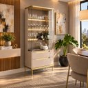 Ver imagem 5 de Cristaleira de Vidro com LED 100% MDF Adhalia Off White/Dourado Lukaliam