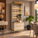 Ver imagem 1 de Cristaleira de Vidro com LED 100% MDF Adhalia Off White/Dourado Lukaliam