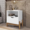 Ver imagem 1 de Mesa De Cabeceira 1 Gaveta Pés Madeira Maciça Branco