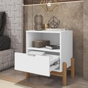 Ver imagem 4 de Mesa De Cabeceira 1 Gaveta Pés Madeira Maciça Branco