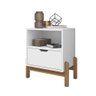 Mesa De Cabeceira 1 Gaveta Pés Madeira Maciça Branco - 3