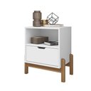 Ver imagem 3 de Mesa De Cabeceira 1 Gaveta Pés Madeira Maciça Branco