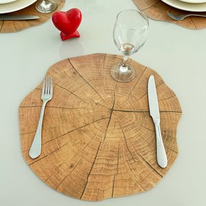 Kit 20 Pçs Jogo Americano Imitando Tronco De Árvore Supla Sousplat Pvc Mesa Posta Marrom Claro