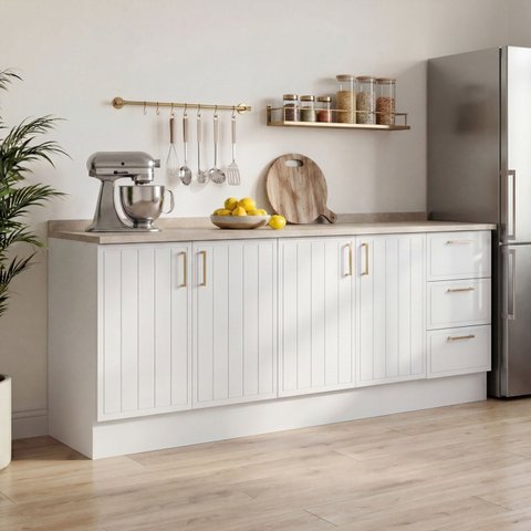 Cozinha Modulada 2 Peças 2 Balcões com Tampo Marselha CabeCasa MadeiraOriginals Branco