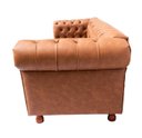 Ver imagem 3 de Sofá Chesterfield Luiz XV 1,80cm c. Ecológico Caramelo sala de estar/recepção/ barbearia