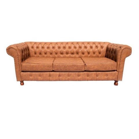 Sofá Chesterfield Luiz XV 1,80cm c. Ecológico Caramelo sala de estar/recepção/ barbearia