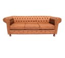 Ver imagem 1 de Sofá Chesterfield Luiz XV 1,80cm c. Ecológico Caramelo sala de estar/recepção/ barbearia