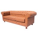 Ver imagem 2 de Sofá Chesterfield Luiz XV 1,80cm c. Ecológico Caramelo sala de estar/recepção/ barbearia