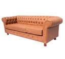Ver imagem 5 de Sofá Chesterfield Luiz XV 1,80cm c. Ecológico Caramelo sala de estar/recepção/ barbearia