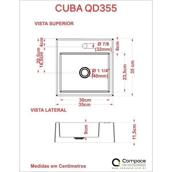 Cuba para Banheiro Q355W Quadrada Compace - 3