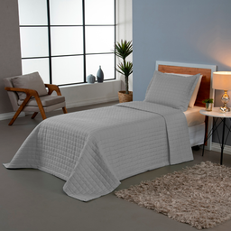 Kit Colcha Cobre Leito Matelado Solteiro 2 Peças Copacabana 300 Fios Cinza - 1