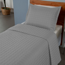 Ver imagem 2 de Kit Colcha Cobre Leito Matelado Solteiro 2 Peças Copacabana 300 Fios Cinza
