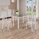 Ver imagem 1 de Conjunto de Mesa Tubular com 4 Cadeiras Lívia Branco/Arabesco