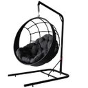 Ver imagem 1 de Balanço Suspenso Ninho Preto em Fibra Sintética com Almofada Cinza, Mola, Mosquetão e Suporte