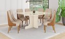 Ver imagem 1 de Mesa de Jantar Mavi 150 C. Vidro 8 Cad. Ivy Caramelo/creme - Henn