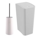 Ver imagem 1 de Lixeira 8l com Tampa Click Retangular + Escova Sanitária com Suporte para Banheiro | Astra
