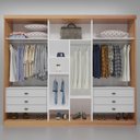 Ver imagem 2 de Guarda Roupa Casal Theo 3 Portas de Correr 6 Gavetas MDF com Espelho Naturale Bom Pastor Móveis