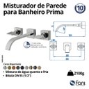 Ver imagem 2 de Misturador Parede Bica Alta Preto Fosco Prima 210 Fani