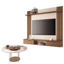 Ver imagem 1 de Painel para Tv Suspenso Solus e Mesa de Centro Sky com Tampo de Vidro Castanho Off White – Hb Móveis