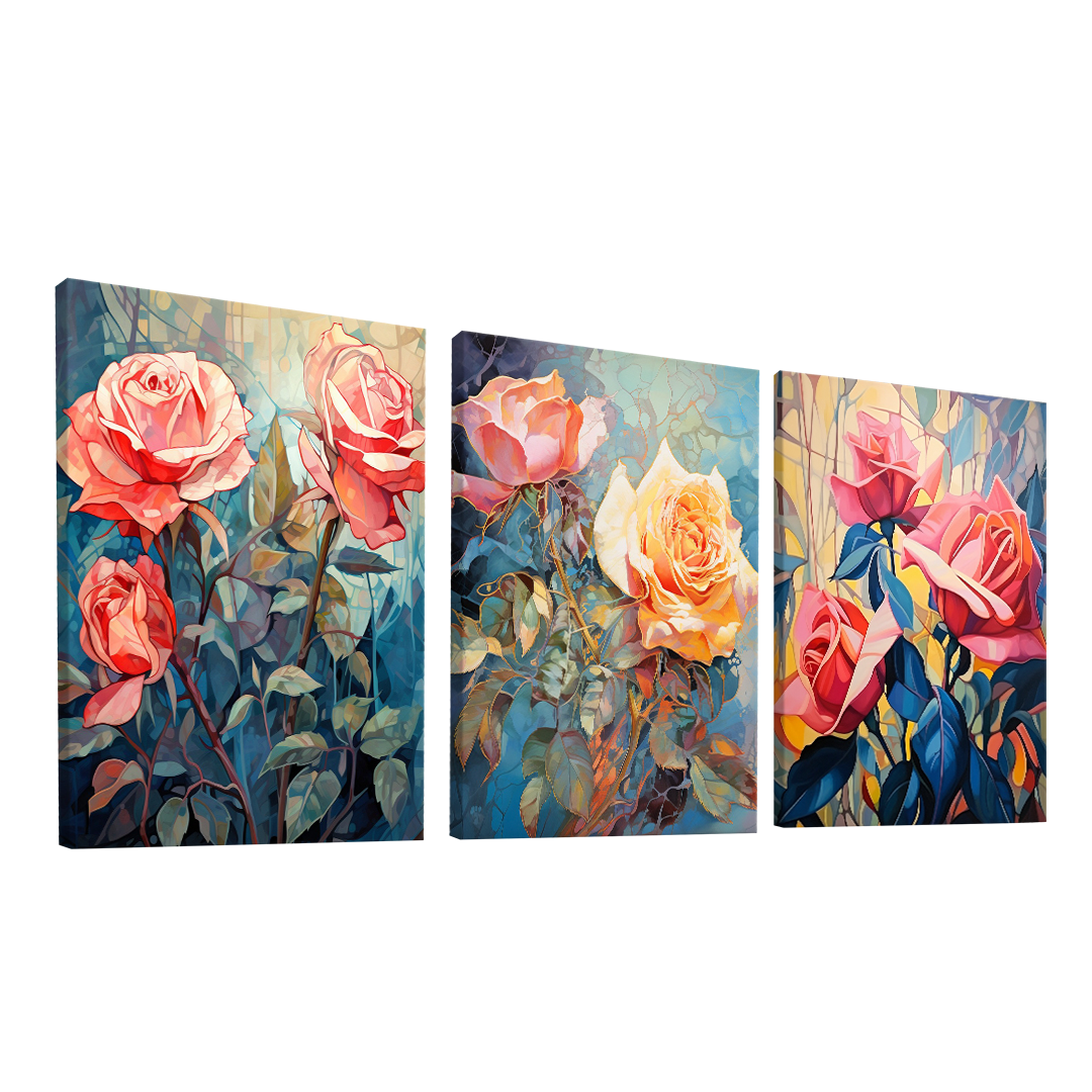 Conjunto de Quadros Trio Flores -- BR ARTES