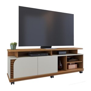 Rack Bancada para Tv até 75 Polegadas com Rodízios Freijo-off White Matte Freijo-off White Matte