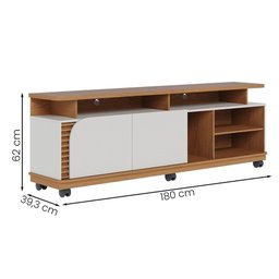 Rack Bancada para Tv até 75 Polegadas com Rodízios Freijo-off White Matte Freijo-off White Matte - 4