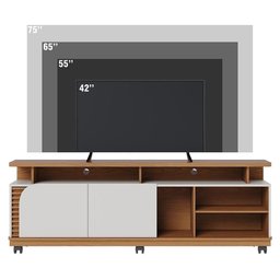 Rack Bancada para Tv até 75 Polegadas com Rodízios Freijo-off White Matte Freijo-off White Matte - 2