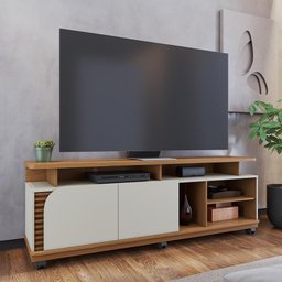 Rack Bancada para Tv até 75 Polegadas com Rodízios Freijo-off White Matte Freijo-off White Matte - 6