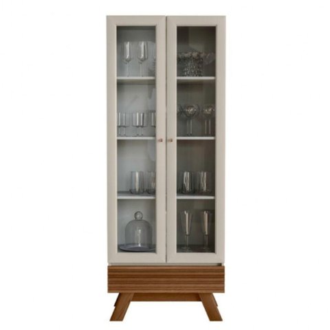 Cristaleira de Madeira Marsala Linea Nature e Off White