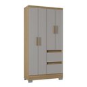 Ver imagem 2 de Guarda Roupa Solteiro 4 Portas 2 Gavetas com Pés Nápoles Off White/Damasco