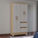 Ver imagem 6 de Guarda Roupa Solteiro 4 Portas 2 Gavetas com Pés Nápoles Off White/Damasco