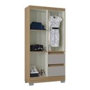 Ver imagem 5 de Guarda Roupa Solteiro 4 Portas 2 Gavetas com Pés Nápoles Off White/Damasco