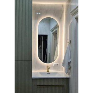Espelho de Parede Decorativo Grande Oval com Led Claro 90x45 com Fonte Bivolt