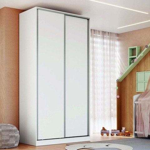 Guarda-Roupa Infantil 2 Portas de Correr 3 Gavetas Domus Branco