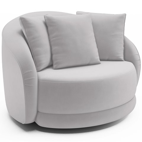 Poltrona Decorativa para Sala de Estar Base Giratória Witta M03 Veludo Cinza - Lyam Decor