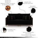 Ver imagem 3 de Sofá Montecarlo 3 Lugares 232cm Veludo/pu Preto/marrom