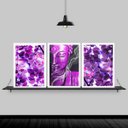 Ver imagem 2 de Kit 3 Quadros Buda Zen Folhas Roxas 24x18cm:Madeira preta