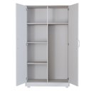 Ver imagem 4 de Roupeiro Multiuso Organizador 2 Portas com Prateleiras e Cabideiro:branco