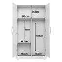 Ver imagem 6 de Roupeiro Multiuso Organizador 2 Portas com Prateleiras e Cabideiro:branco