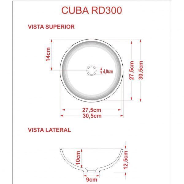 Cuba de Apoio para Banheiro R30W Redonda Compace - 3