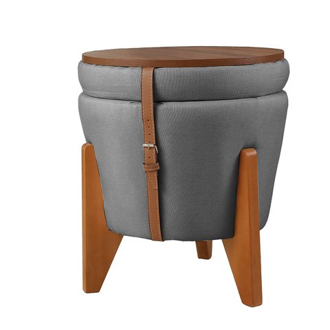 Puff Baú Flex em Linho Premium com Pés de Madeira Organize com Estilo